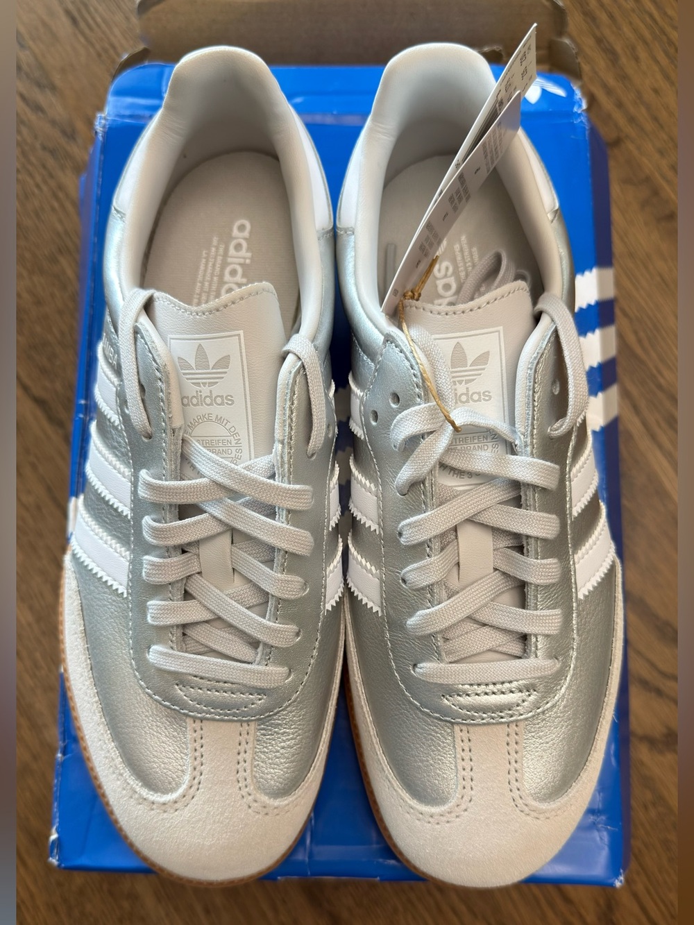 Adidas Samba OG Silver Metallic Cloud White Gum Big Kids 5 / Women’s 6 NIB